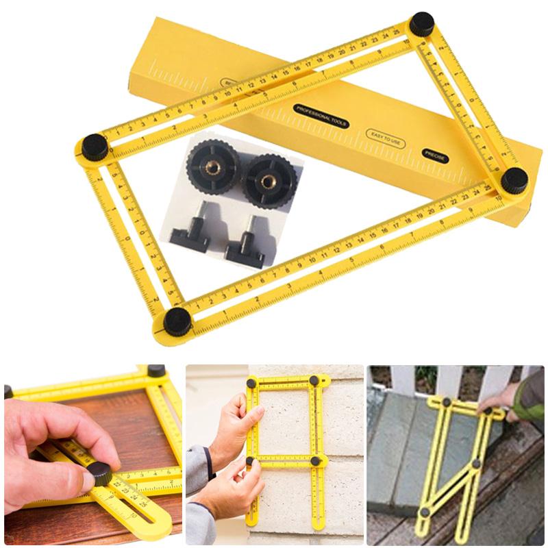 Measuring Template Tool Four-sided Ruler Mechanism Slide - YELLOW